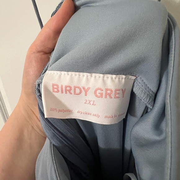 Birdy Grey Blue Ruffled A-line Halter Gown - Picture 6 of 6